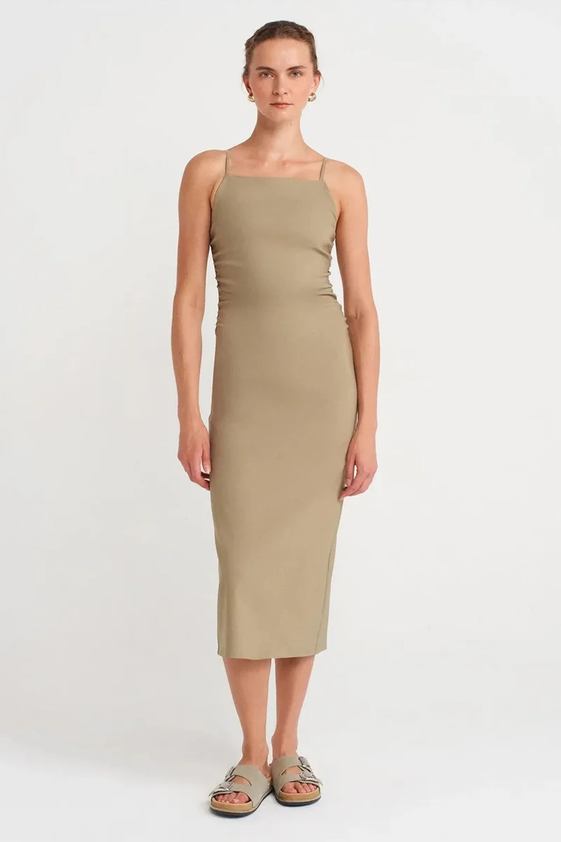 DILVIN Sleeveless Bodycon Midi Dress