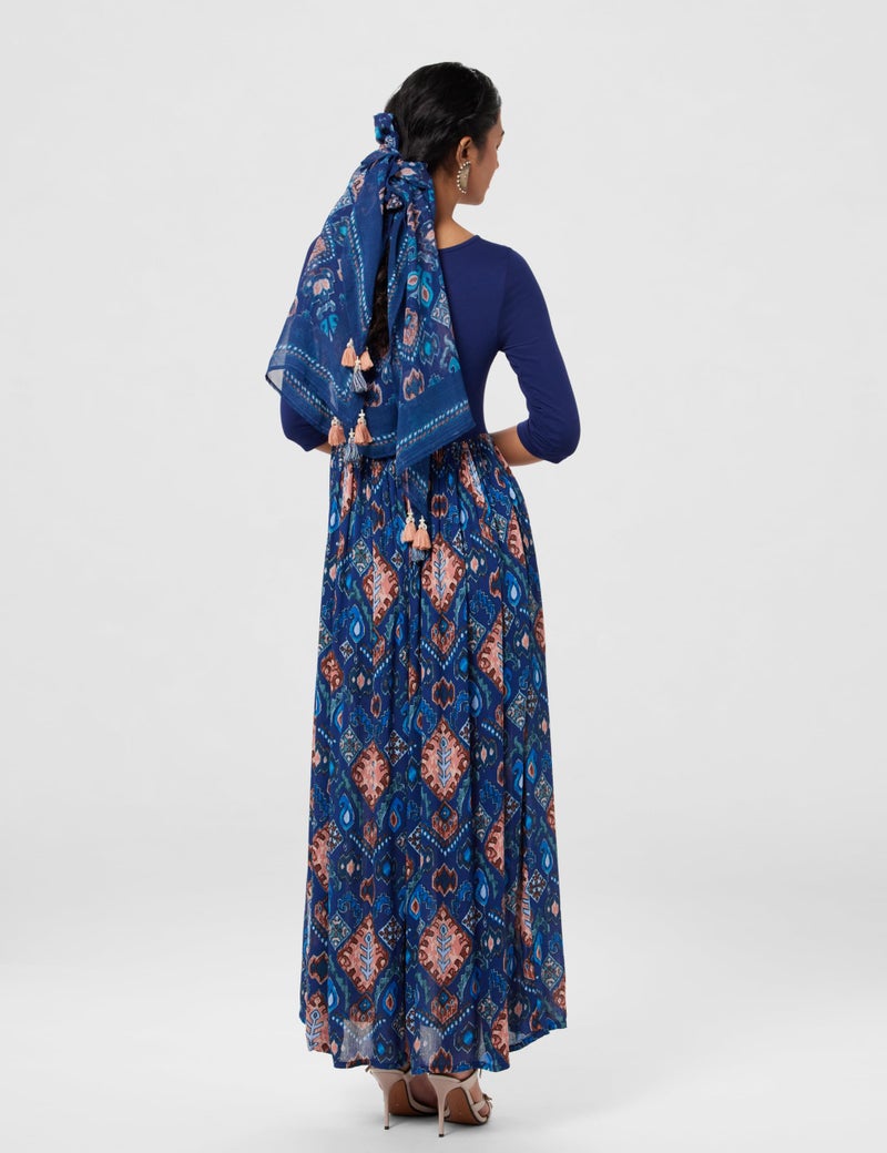 BIBA Women Solid Flared Mix and Match Ankle Length Dress(Casual D2152_Navy_42), Blue, Casual Dress, 3XL - Image 3