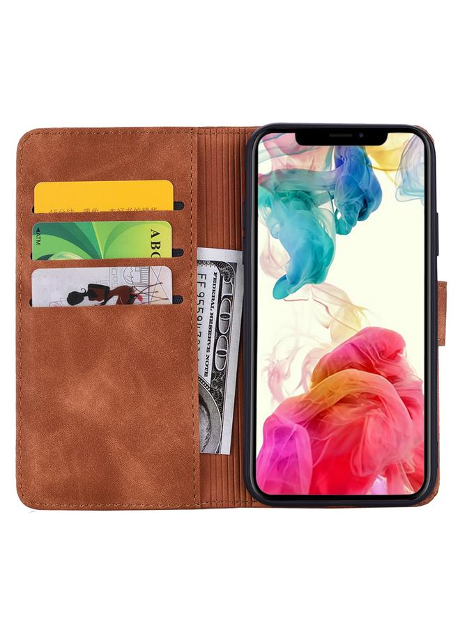اس-توب جراب لهاتف iPhone 16 Pro Max مصنوع من جلد العجل مزدوج الطي منقوش بنقوش ماندالا - Image 4