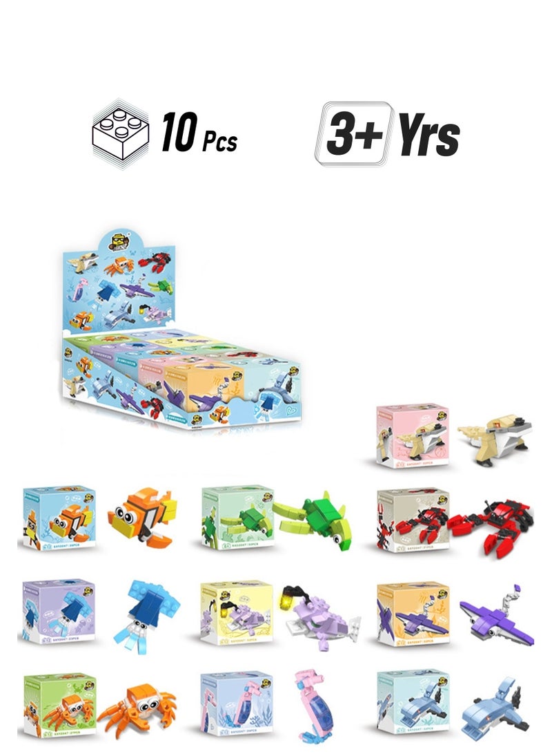 Children's Educational Small Particle Assembly Building Block Collection Set Toy(Ocean Team 10 Small Boxes)  - Image 1