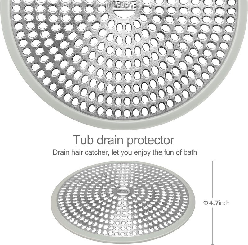 LEKEYE Shower Drain Hair Catcher | Strainer | Shower Stall Drain Cover | Bathroom Drain Protector Stainless Steel and Silicone(Light Gray) - Image 3