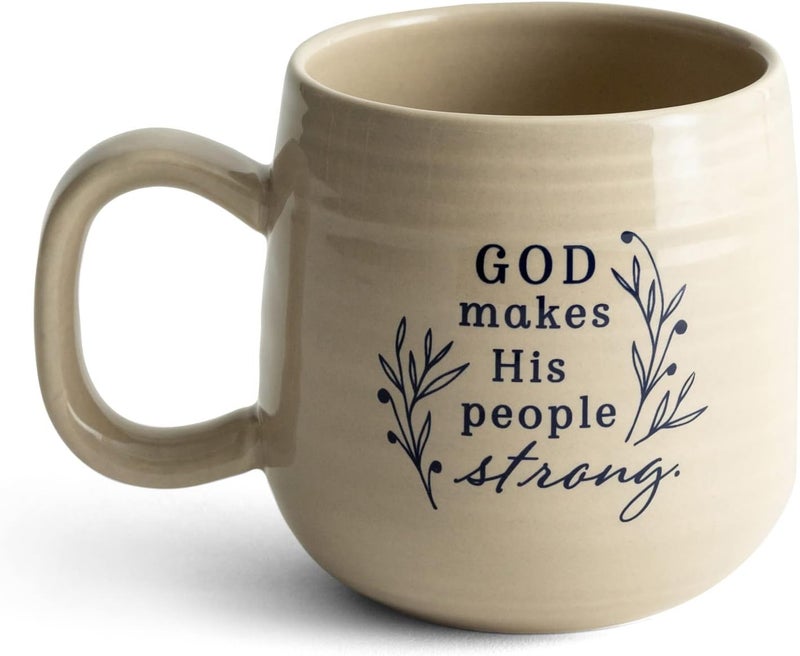 DaySpring  God Makes His People Strong  Inspirational Ceramic Mug 16oz Beige - Image 1