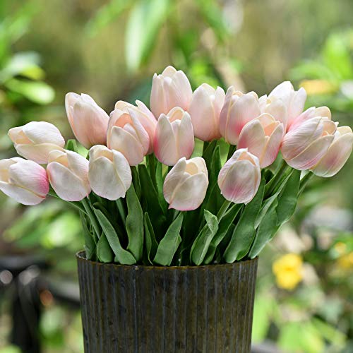 FiveSeasonStuff Real Touch Tulips Artificial Flowers – 15 Stems Faux Tulip Bouquet in Gift Box for Wedding, Home Decor, Party, Floral Arrangements (Jaipur Soft Pink) - Image 4
