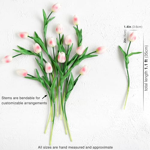 FiveSeasonStuff Real Touch Tulips Artificial Flowers – 15 Stems Faux Tulip Bouquet in Gift Box for Wedding, Home Decor, Party, Floral Arrangements (Jaipur Soft Pink) - Image 3