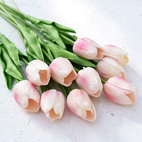 FiveSeasonStuff Real Touch Tulips Artificial Flowers – 15 Stems Faux Tulip Bouquet in Gift Box for Wedding, Home Decor, Party, Floral Arrangements (Jaipur Soft Pink) - Image 2