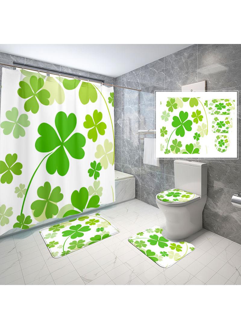 عام 4 قطعة ستارة الحمام مجموعة ، مع عدم الانزلاق وسادة غطاء المرحاض ، حمام حصيرة ، ودائم للماء ، مناسبة لأنّ حمام زخرفة مجموعة - Image 1