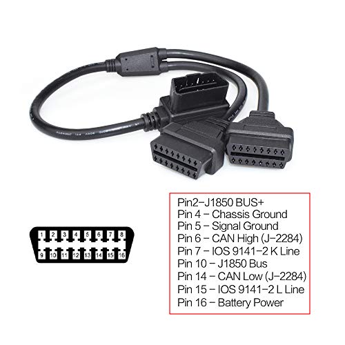 Vgate 16 pin OBD2 OBDII Diagnostic Extender Splitter Extension Cable Male to Dual Female Y Cable 12 inches - Image 4