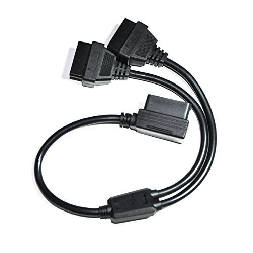 Vgate 16 pin OBD2 OBDII Diagnostic Extender Splitter Extension Cable Male to Dual Female Y Cable 12 inches - Image 1