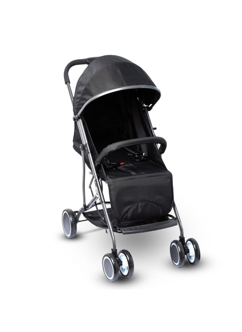 Moms Magic Baby Stroller – One-Hand Fold, Adjustable Footrest & Hood, 5-Point Safety Harness, Large Storage Bag, Black  - Image 1