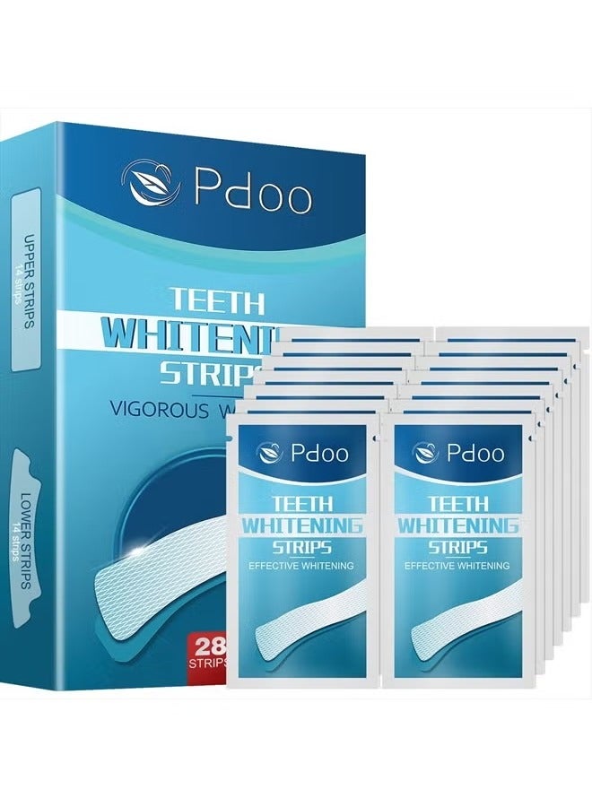 Pdoo Teeth Whitening Strips – 28 Non-Slip Strips, 30-Minute Fast Whitening, Enamel-Safe & Gentle for Sensitive Teeth - Image 1