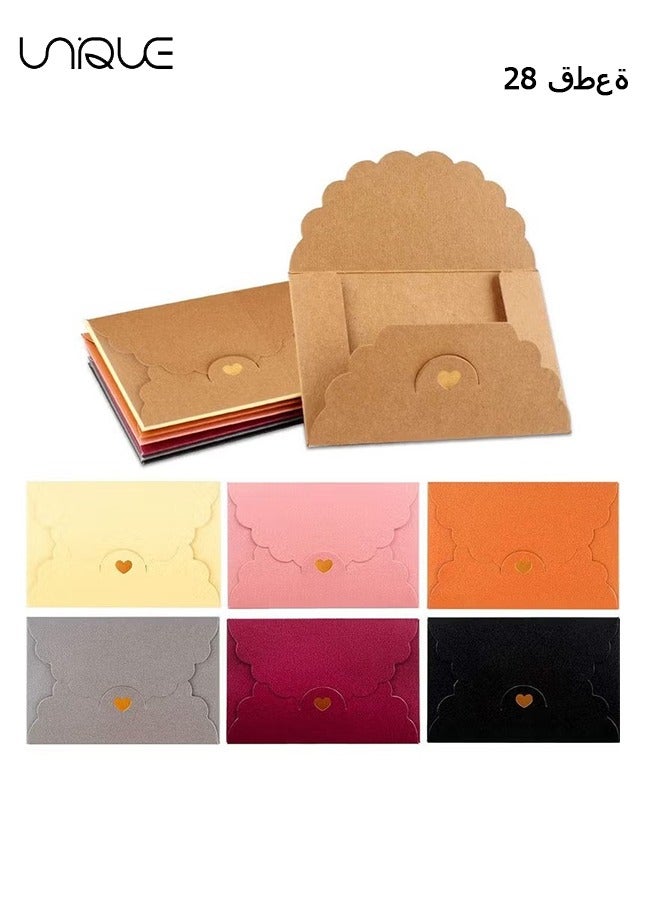 Unique 28 Pack Envelope, Gift Card Colorful Pearl Paper Mini With Foil Stamping Heart Buckle For Wrapping Letters Thank You Card Business Card Bank Card VIP Card (7 Colors)  - Image 1