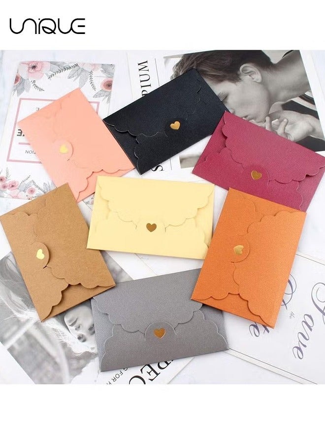 Unique 28 Pack Envelope, Gift Card Colorful Pearl Paper Mini With Foil Stamping Heart Buckle For Wrapping Letters Thank You Card Business Card Bank Card VIP Card (7 Colors)  - Image 4