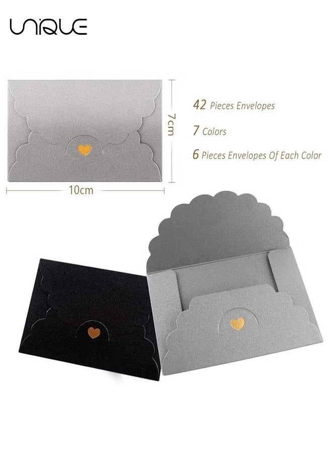 Unique 28 Pack Envelope, Gift Card Colorful Pearl Paper Mini With Foil Stamping Heart Buckle For Wrapping Letters Thank You Card Business Card Bank Card VIP Card (7 Colors)  - Image 2
