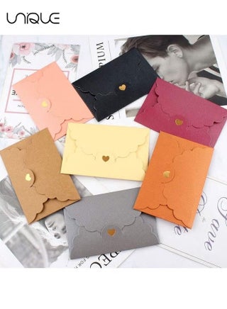 28 Pack Envelope, Gift Card Colorful Pearl Paper Mini With Foil Stamping Heart Buckle For Wrapping Letters Thank You Card Business Card Bank Card VIP Card (7 Colors) - view 3