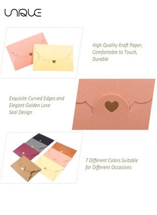 28 Pack Envelope, Gift Card Colorful Pearl Paper Mini With Foil Stamping Heart Buckle For Wrapping Letters Thank You Card Business Card Bank Card VIP Card (7 Colors) - view 2