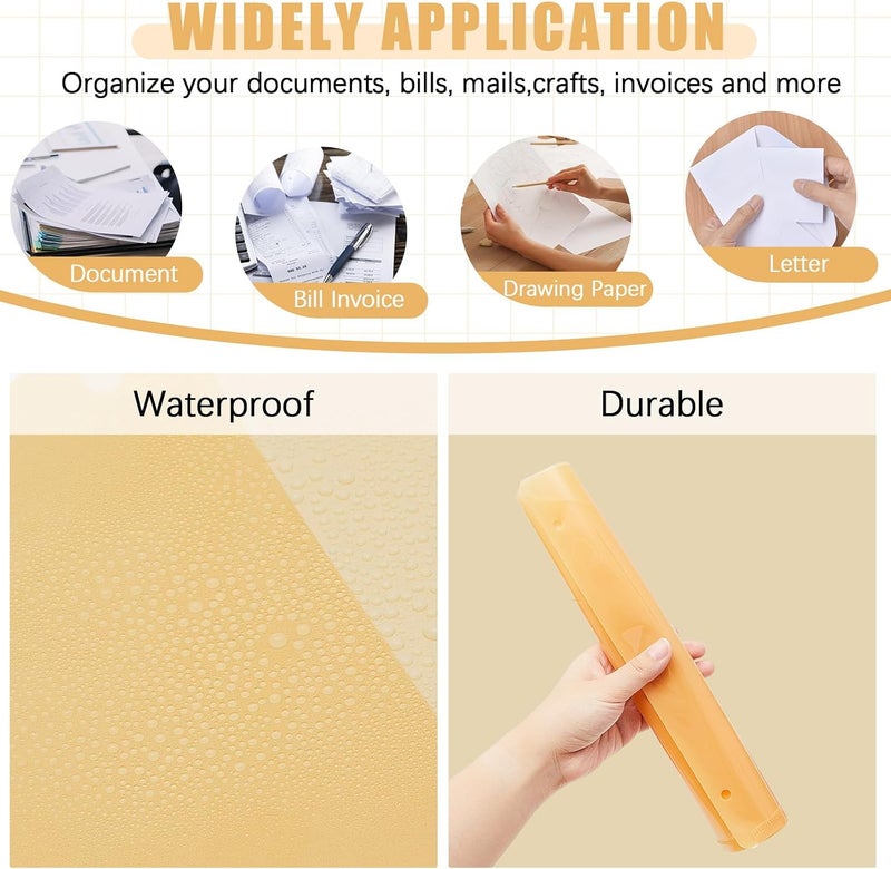 Maitys 30 Pack Binder Pockets 3 Hole Punch Clear Plastic Document Folders Binder Organizer Store Letter Size 8.5x11 Inch Paper Folders with Pockets Slash File Jacket for Office (Simple Color) - Image 4