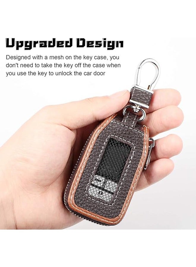 Generic Car Key Case，Carbon Fiber Leather Car Key Chain Case Holder Auto Key Fob Holder Key Fob Protector Smart Keychain Protector Cover with Metal Hook Zipper for Remote Car Key - Image 4