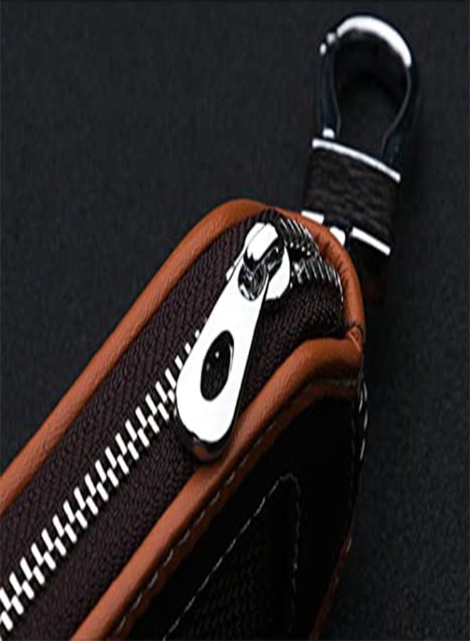 Generic Car Key Case，Carbon Fiber Leather Car Key Chain Case Holder Auto Key Fob Holder Key Fob Protector Smart Keychain Protector Cover with Metal Hook Zipper for Remote Car Key - Image 5