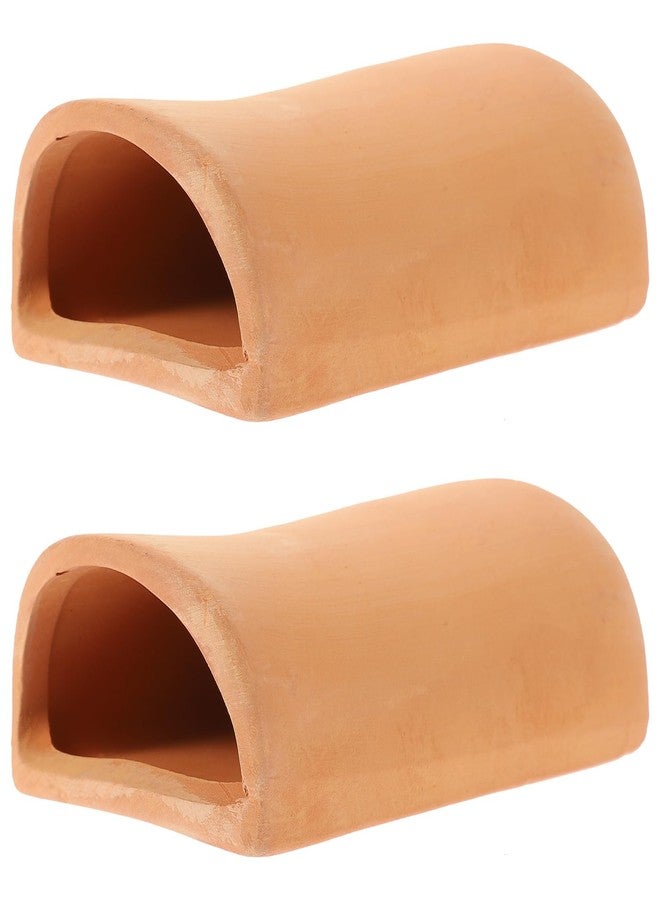 أموسفون كهف تكاثر للروبيان والأسماك الذهبية من أموسفن، مصنوع من الفخار، لتزيين أحواض السمك، أبعاده 2 × 4.7 × 1.6 بوصة، عبوة من قطعتين - Image 1