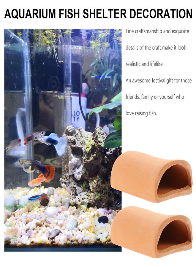 أموسفون كهف تكاثر للروبيان والأسماك الذهبية من أموسفن، مصنوع من الفخار، لتزيين أحواض السمك، أبعاده 2 × 4.7 × 1.6 بوصة، عبوة من قطعتين - Image 3