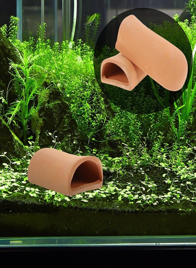 أموسفون كهف تكاثر للروبيان والأسماك الذهبية من أموسفن، مصنوع من الفخار، لتزيين أحواض السمك، أبعاده 2 × 4.7 × 1.6 بوصة، عبوة من قطعتين - Image 4