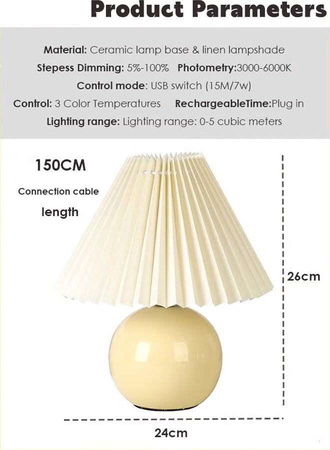 مصباح طاولة صغير، طاولة بجانب السرير، مصباح صغير لغرفة النوم وغرفة المعيشة، طاولة جانبية، مساحات صغيرة، مصباح عتيق مطوي، مصباح LED جمالي، 3 خيارات إضاءة قابلة للتعديل، قاعدة سيراميك - view 3