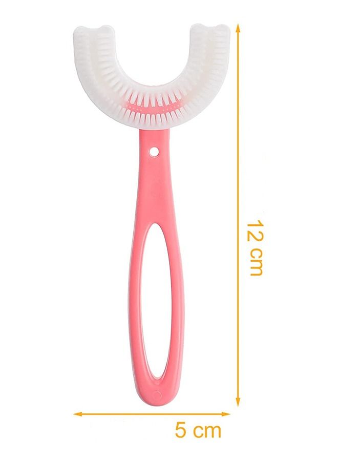 ياميم فرشاة يدوية على شكل حرف U للأطفال الصغار وردي - Image 3