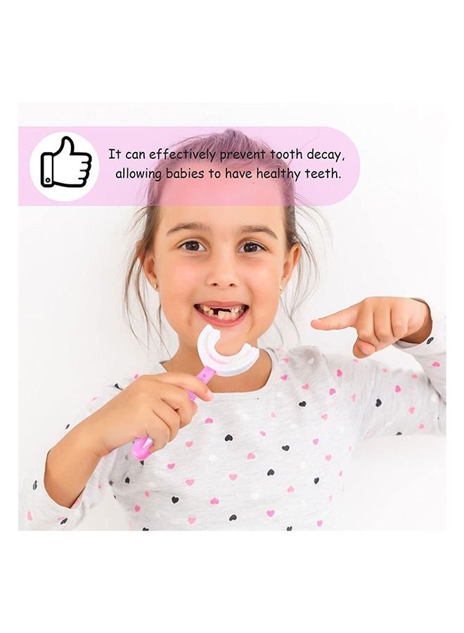 ياميم فرشاة يدوية على شكل حرف U للأطفال الصغار وردي - Image 1