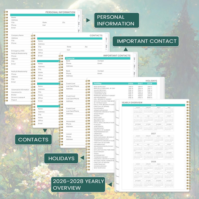 Pinchoco 2026-2027 Monthly Planner/Calendar - Planner 2026-2027, JUL 2026 - DEC 2027, 9" x 11", 18 Monthly Planners 26-27, Monthly Calendar Planner with Spiral Binding + Tabs + Back Pocket - Image 4