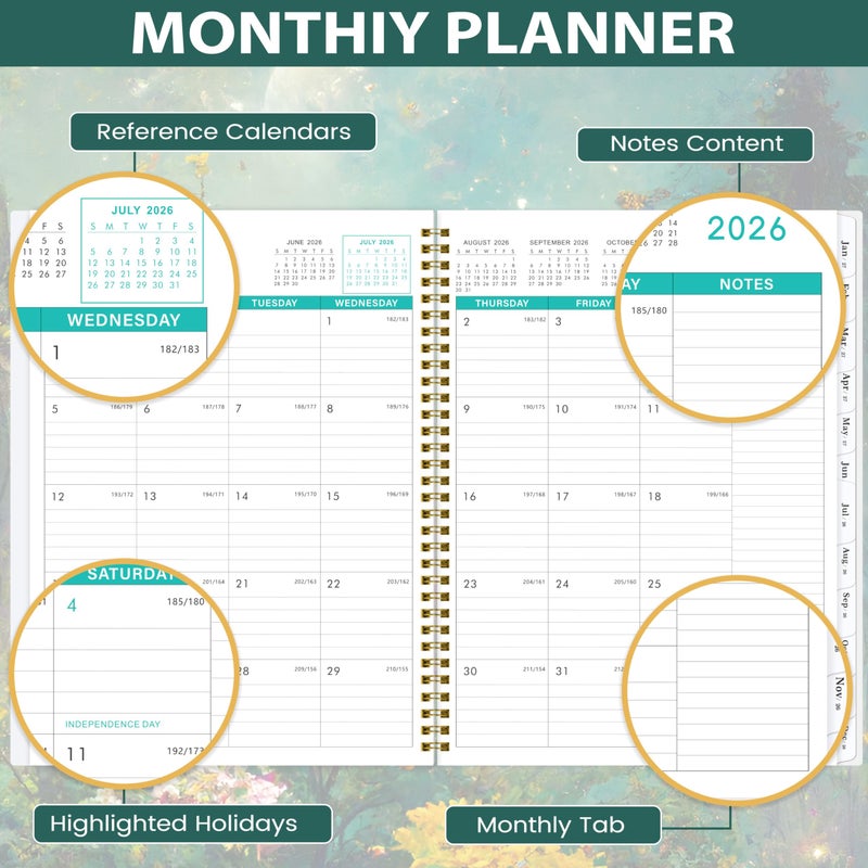 Pinchoco 2026-2027 Monthly Planner/Calendar - Planner 2026-2027, JUL 2026 - DEC 2027, 9" x 11", 18 Monthly Planners 26-27, Monthly Calendar Planner with Spiral Binding + Tabs + Back Pocket - Image 3