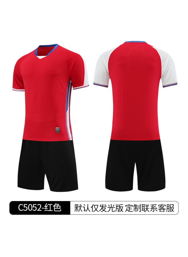 C5052-red Children's Football Game Campus Sports Meeting Team Uniform Set Toddler Football Jersey Jersey Quick-drying Training Uniform