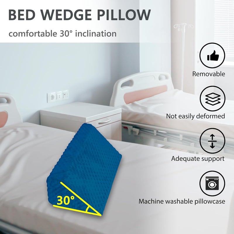 Jacobable Wedge Pillow for Side Sleeping, Body Positioning Foam Wedge Pillow, Side Wedge Pillow for Sleeping Non-Slip Back Positioning Pillow for Bed Sore Wedge (Blue) - Image 2