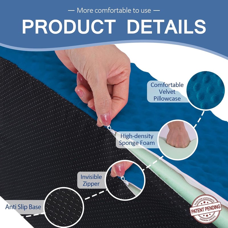 Jacobable Wedge Pillow for Side Sleeping, Body Positioning Foam Wedge Pillow, Side Wedge Pillow for Sleeping Non-Slip Back Positioning Pillow for Bed Sore Wedge (Blue) - Image 4