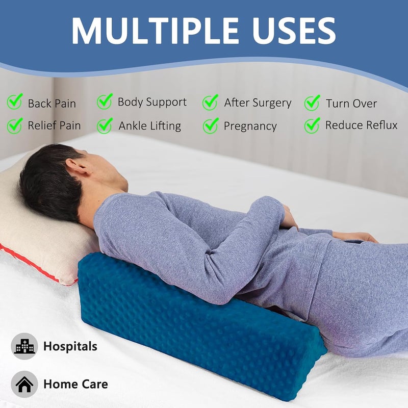 Jacobable Wedge Pillow for Side Sleeping, Body Positioning Foam Wedge Pillow, Side Wedge Pillow for Sleeping Non-Slip Back Positioning Pillow for Bed Sore Wedge (Blue) - Image 3