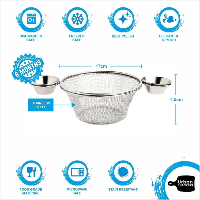 Urban Snackers Serving Basket with 2 Stainless Steel Sauce Cup Use for Home HotelRestaurant - Image 3