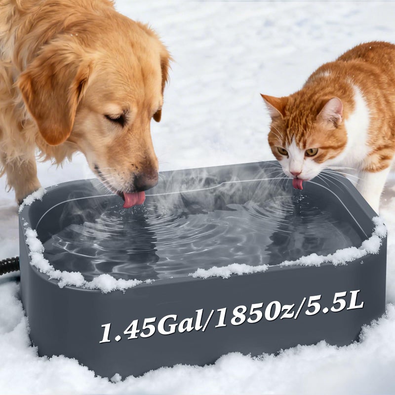 IPOW Extra Large Heated Pet Bowl with 5 Layers Design for Heating & Heat Preservation Provides Drinkable Water & Food in Winter Heated Water Bowl for Cat Rabbit Chicken Duck Squirrel, 194 fl oz - Image 1