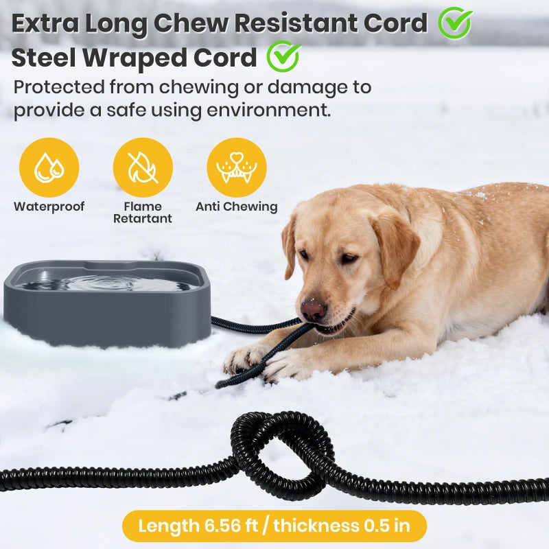 IPOW Extra Large Heated Pet Bowl with 5 Layers Design for Heating & Heat Preservation Provides Drinkable Water & Food in Winter Heated Water Bowl for Cat Rabbit Chicken Duck Squirrel, 194 fl oz - Image 4