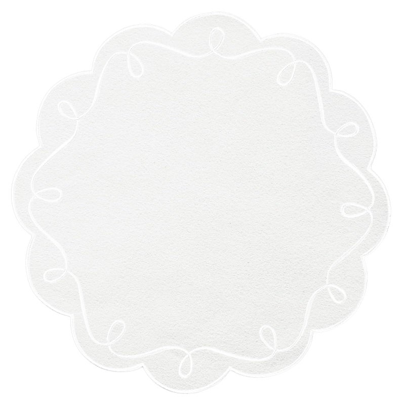 Opexscal 16.5 Inch Ribbon Twirl Embroidery Round Placemats Set of 4, Scalloped Round Table Mats for Party Kitchen Dining Decoration, White - Image 1