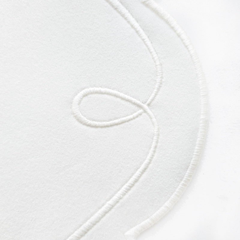 Opexscal 16.5 Inch Ribbon Twirl Embroidery Round Placemats Set of 4, Scalloped Round Table Mats for Party Kitchen Dining Decoration, White - Image 3