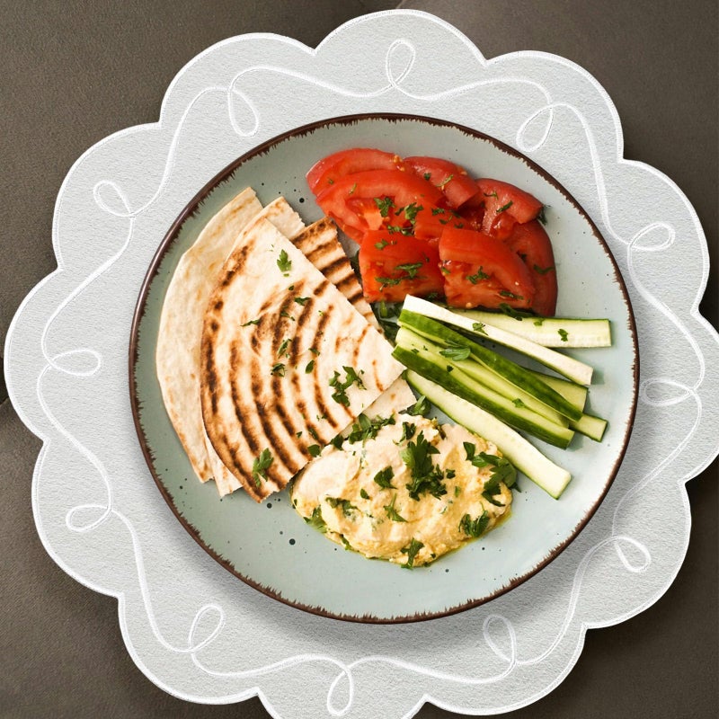 Opexscal 16.5 Inch Ribbon Twirl Embroidery Round Placemats Set of 4, Scalloped Round Table Mats for Party Kitchen Dining Decoration, White - Image 5