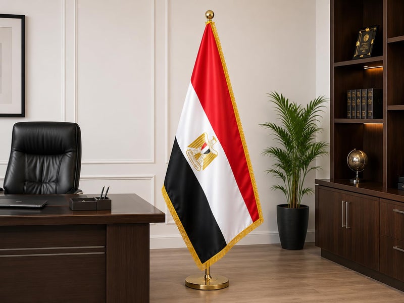 High quality Egypt National Flag Indoor Outdoor Display Banner Premium Fabric Decorative Hanging For Home Office School Events Celebrations Patriotic Wall Decoration Flag - Gold Felt - No Pole 160 x 110 CM - Image 2