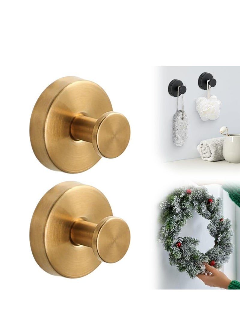 Oasisgalore 2 Pack New Gold Suction Cup Hooks for Wreaths, Towels, No-Drill for Glass, Windows  - Image 1