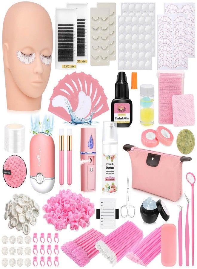 Tetutor Lash Kits Extensions Kit for Beginners, Eyelash Lash Extension Kit for Beginners with Lash Mannequin Head, Lash Extension Practice Kit Starter Kit with Everything USB Fan, Lash Glue, Shampoo - Image 1