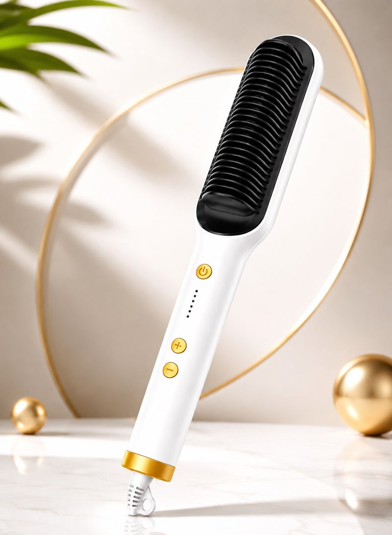 FH909 Hair Straightener Comb Electric Hot Comb Hair Straightening Brush with Adjustable Temperature Control, Anti Scald Comb Teeth, Fast Heating Ceramic Hair Styling Brush, LCD Indicator, 360° Swivel Cord, Portable Hair Smoother for All Hair Types Home Salon Use  ERPC FH909 - Image 1