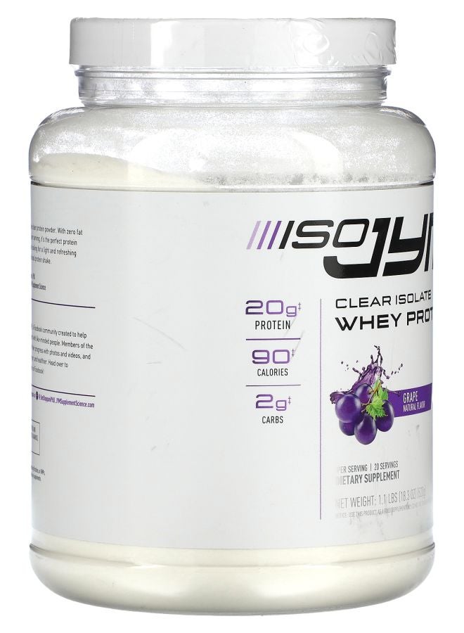 JYM Supplement Science Clear Isolate Whey Protein Grape 1.1 lbs (18.3 oz) - Image 2