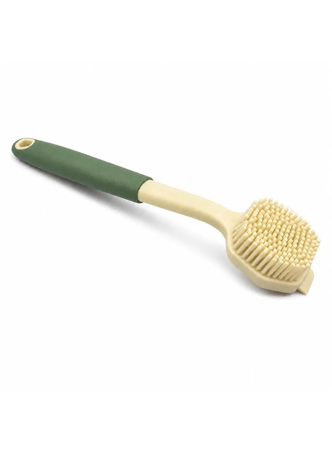 Silicone Wash Brush with Built-In Scraper, Food-Grade BPA-Free Kitchen Cleaning Brush, Flexible Silicone Bristles, Ergonomic Handle, 29 cm Green - Image 1