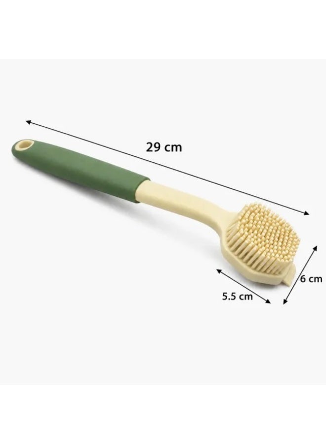 Silicone Wash Brush with Built-In Scraper, Food-Grade BPA-Free Kitchen Cleaning Brush, Flexible Silicone Bristles, Ergonomic Handle, 29 cm Green - Image 2