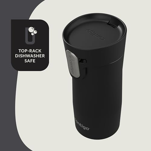 Contigo كوب السفر من كونتيغو أوتوسيل ويست لووب معزول بالفراغ من الفولاذ المقاوم للصدأ مع غطاء سهل التنظيف، 12 أونصة، أسود غير لامع - Image 5