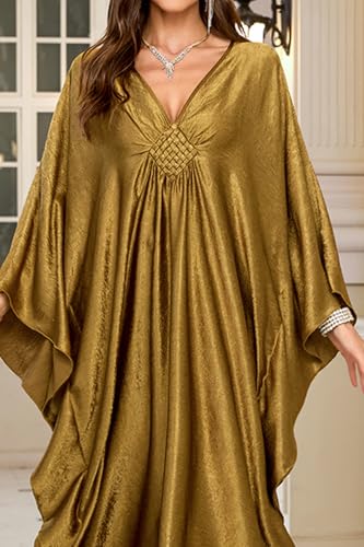YouKD Women's Bohemian Cardigan Maxi Dress Beach Coverup Robe Long Kimono Robs One Size Yellow - Image 5