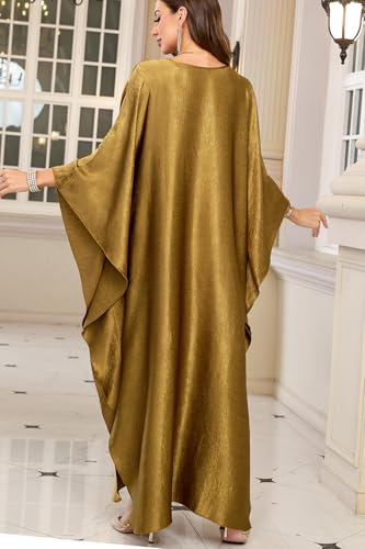 YouKD Women's Bohemian Cardigan Maxi Dress Beach Coverup Robe Long Kimono Robs One Size Yellow - Image 3